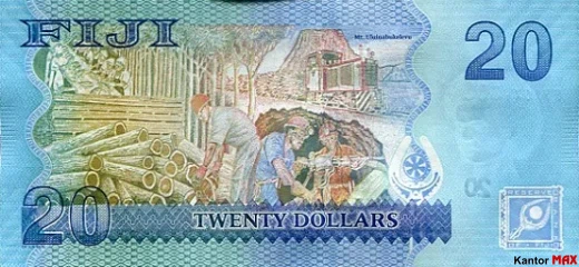 Die Rückseite der Fidschi-20-Dollar-Banknote von 2012
