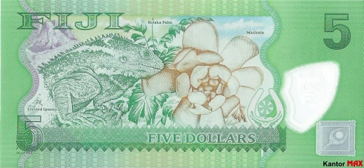 Die Rückseite der Fidschi-5-Dollar-Banknote von 2012