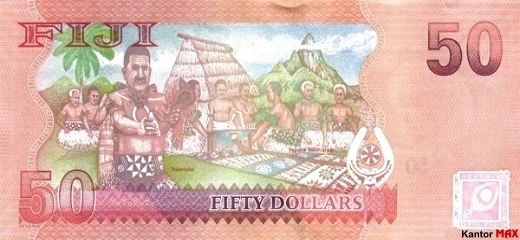Die Rückseite der Fidschi-50-Dollar-Banknote von 2012