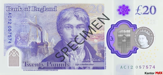 20-Pfund-Banknote 2020 - Rückseite