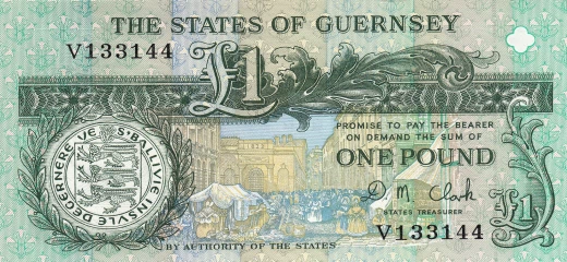 Przód banknotu 1 funt Guernsey edycja 2013 rok