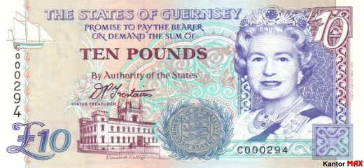 Przód banknotu 10 funtów Guernsey