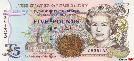 Przód banknotu 5 funtów Guernsey