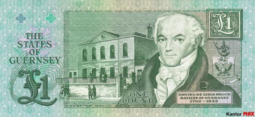 Tył banknotu 1 funt Guernsey edycja 2013 rok