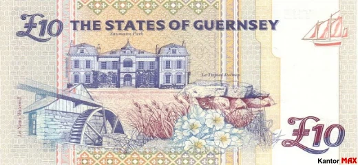 Tył banknotu 10 funtów Guernsey