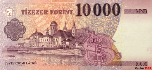Die Rückseite der 10.000 ungarischen Forint-Banknote, Ausgabe 2014
