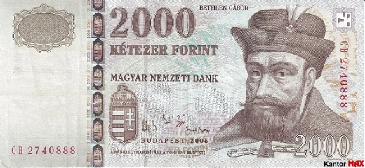 Przód wycofanego forinta węgierskiego 2000 z 2005 roku