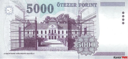 Tył wycofanego forinta HUF 5000 edycja 1999 r.