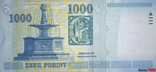 Tylna strona wycofanego banknotu 1000 forintów węgierskich edycja 2002 roku
