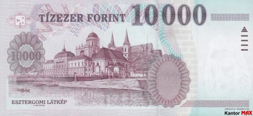 Tył wycofanego forinta węgierskiego 10.000 edycja 2001 rok