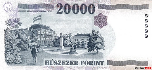 Tył wycofanego forinta węgierskiego 20.000 edycja 2004-2007 r.