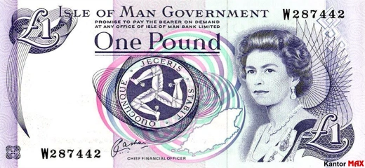 Przód 1 funt Wyspy Man seria 1990-2009 rok