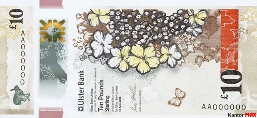 Przód banknotu 10 funtów Irlandii Północnej Ulster Bank