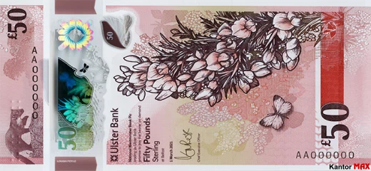 Przód banknotu 50 funtów Irlandii Północnej Ulster Bank