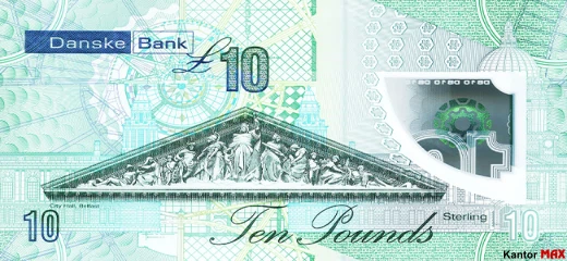Tył banknotu polimerowego 10 funtów Irlandii Północnej Danske Bank