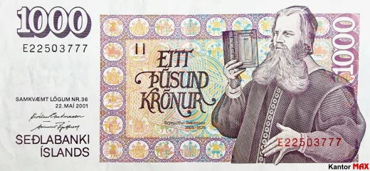 Vorderseite der 1000-Island-Kronen-Banknote von 2004