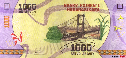 Vorderseite der 1000-Ariary-Banknote