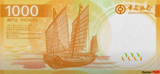 Tył banknotu 1000 pataca BOC