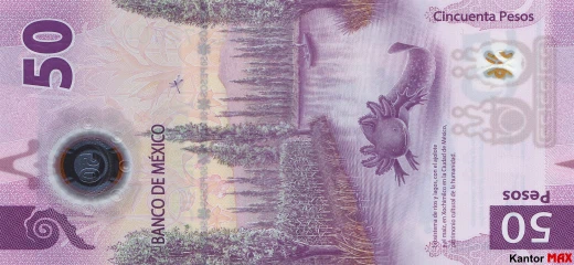 Rückseite der 50 mexikanischen Peso-Polymerbanknote, Serie G, 2021