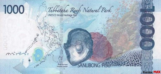 Tył banknotu 1000 peso filipińskich 2022 rok