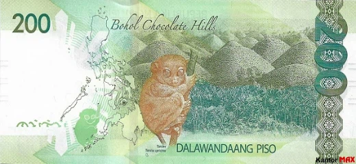 Tył banknotu 200 peso filipińskich 2020 rok