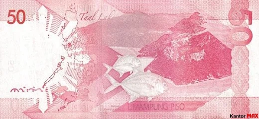 Tył banknotu 50 peso filipińskich 2022 rok