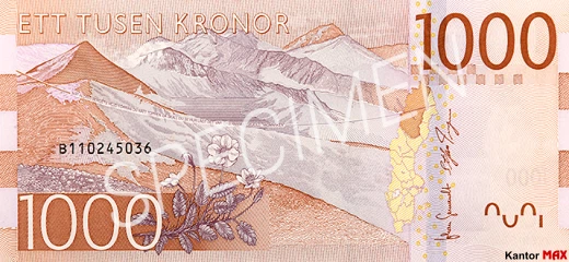 Tył banknotu 1000 koron szwedzkich 2015 r.