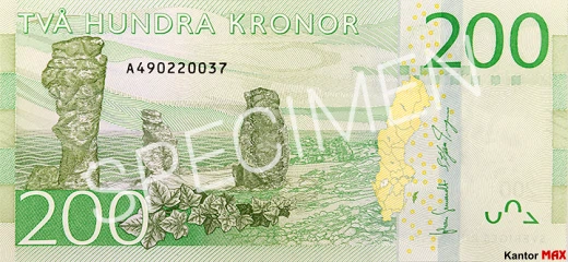 Tył banknotu 200 koron szwedzkich 2015 r.