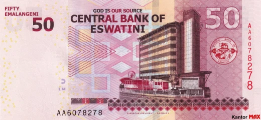 Die Rückseite der 50-Lilangeni-Banknote 2018.
