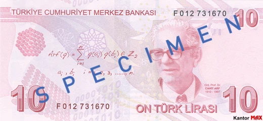 Rückseite von 10 türkischen Lira, Serie 6, Ausgabe 2022