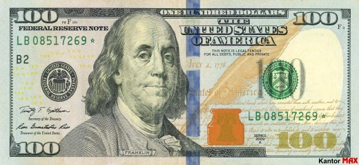 100-USD-Banknote 2013 – Vorderseite