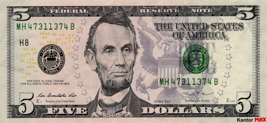 5-USD-Banknote 2008 – Vorderseite