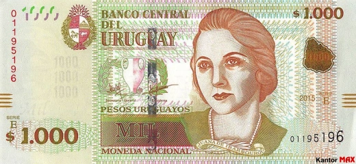 Vorderseite der 1000 uruguayischen Peso-Banknote, Ausgabe 2015