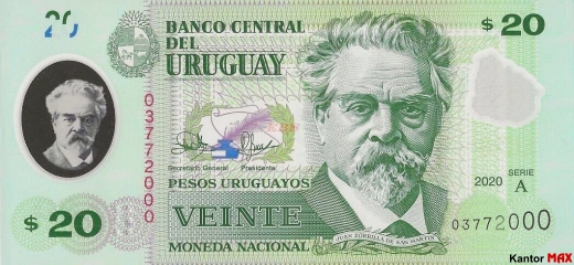 Vorderseite der 20 uruguayischen Peso-Banknote, Ausgabe 2020