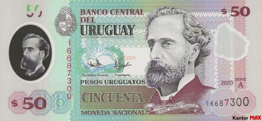 Vorderseite der 50-uruguayischen Peso-Banknote, Ausgabe 2020