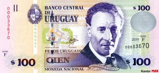 Vorderseite der 100-uruguayischen Peso-Banknote, Ausgabe 2011