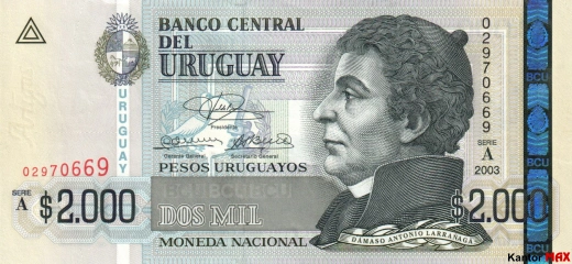 Vorderseite der 2000 Uruguayischen Peso-Banknote, Ausgabe 2003