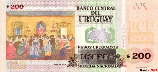 Die Rückseite der 200 uruguayischen Peso-Banknote, Ausgabe 2015