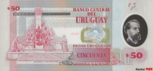 Die Rückseite der 50-uruguayischen Peso-Banknote, Ausgabe 2020