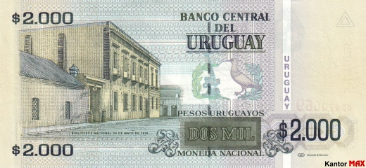 Die Rückseite der 2000 Uruguayischen Peso-Banknote, Ausgabe 2003