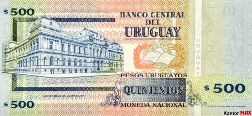 Die Rückseite der 500-uruguayischen Peso-Banknote, Ausgabe 2006