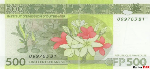 Die Rückseite der 1.000-CFP-Francs-Banknote