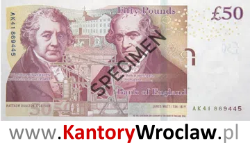 Rewers banknotu 50 funtów rewers z 2011 roku